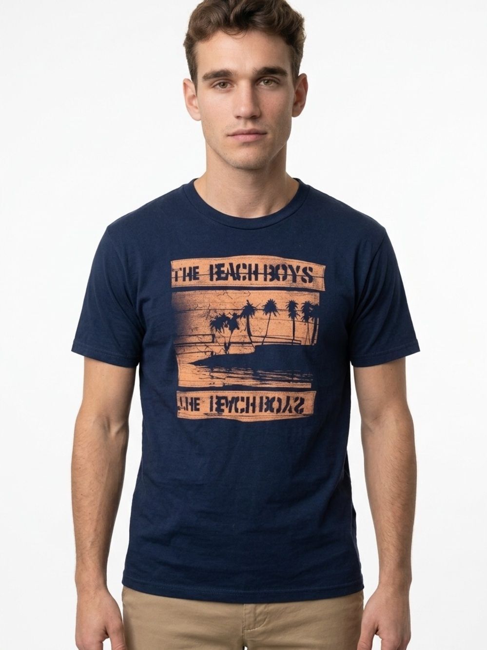 THE BEACH BOYS Navy Blue Short Sleeve Crewneck Band Tour Tee Unisex Size X-Large
